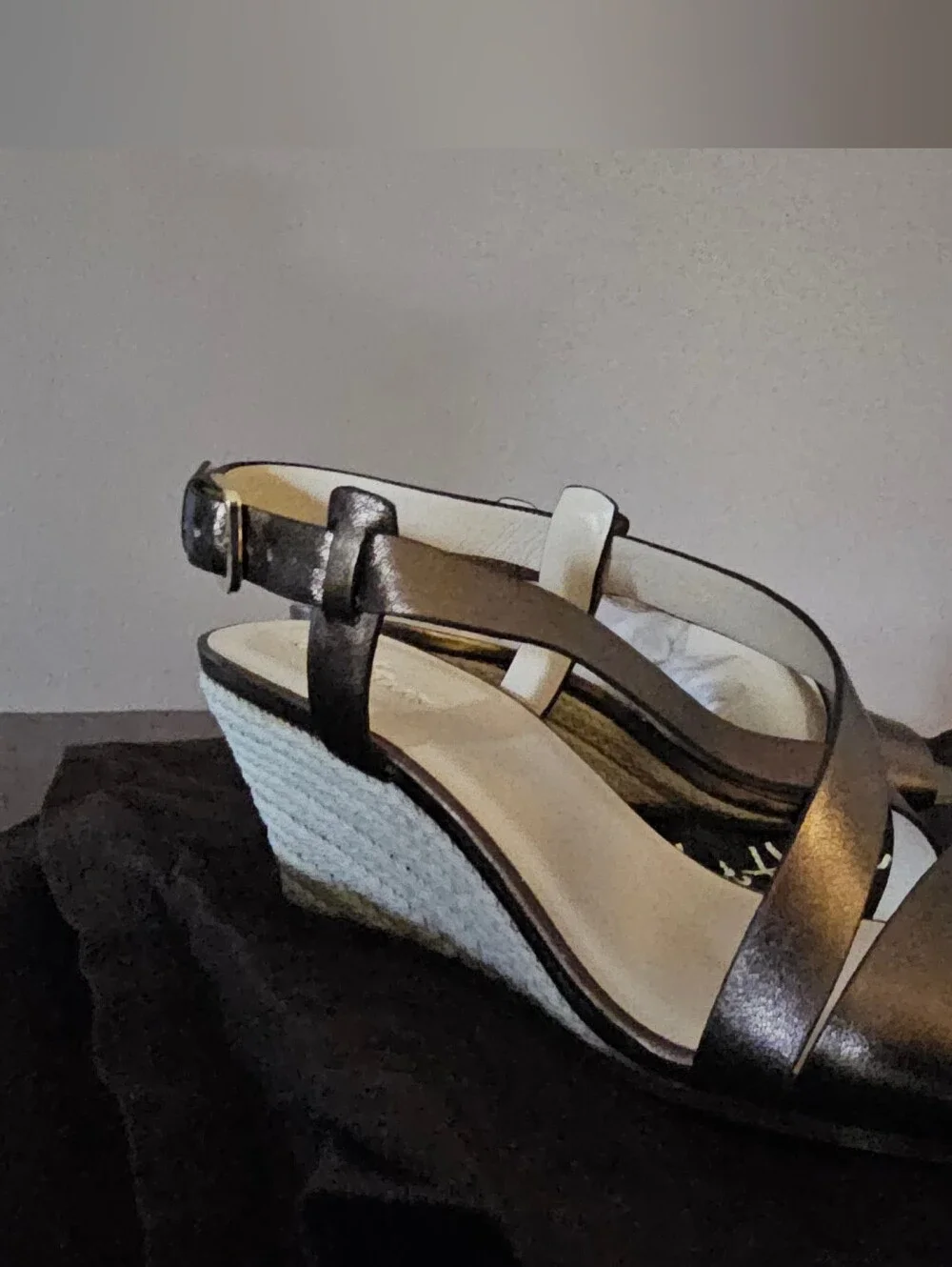 Cole Haan Bronze Metallic Crisscross Wedge Sandals